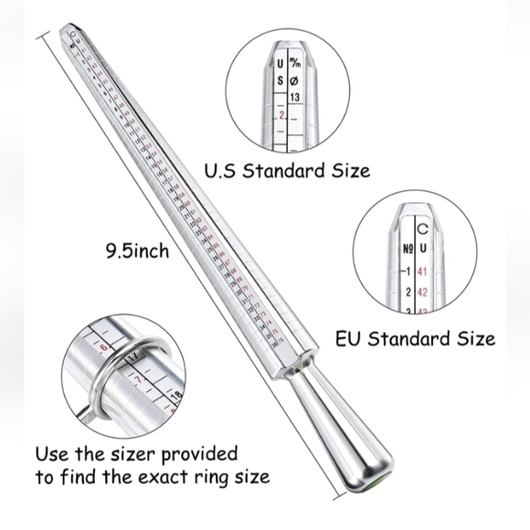 Metal Profesional Ring Sizer Bar + Sizer Guage US SIZES EU SIZES - Picture 1 of 4